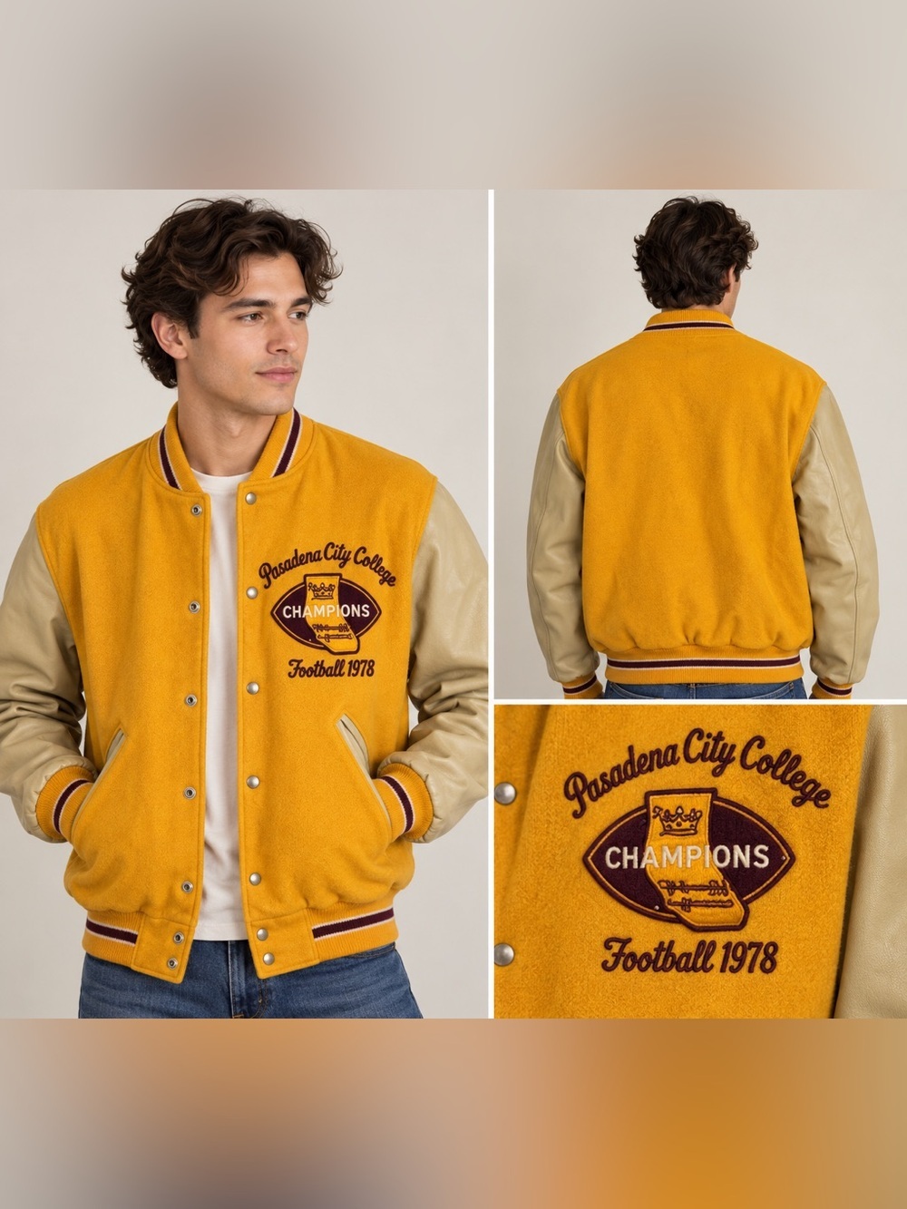 Vintage DeLONG Varsity Jacket Pasadena City College 1978 Wool Leather